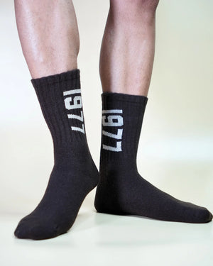 Retro Numbered Crew Socks Unisex Mikado