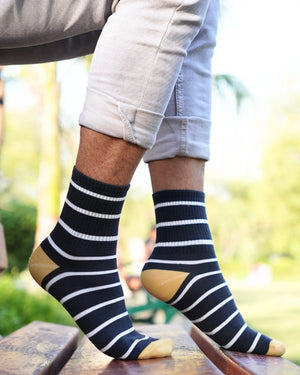 Classic Striped Cotton Crew Socks Mikado