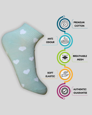 Hearts Cotton Ankle Socks Mikado