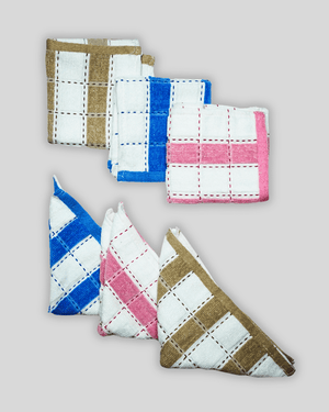 Tear Checkered Premium Mini Towels For Face-Gym-Travel - Mikado