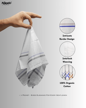 Bold Border Premium 100% Cotton Hanky - Mikado