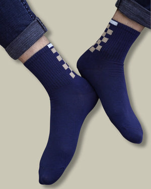 Grid Glam 100% Cotton Crew Socks Mikado