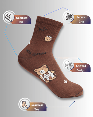 Teddy Bear Cotton Crew Socks - Mikado