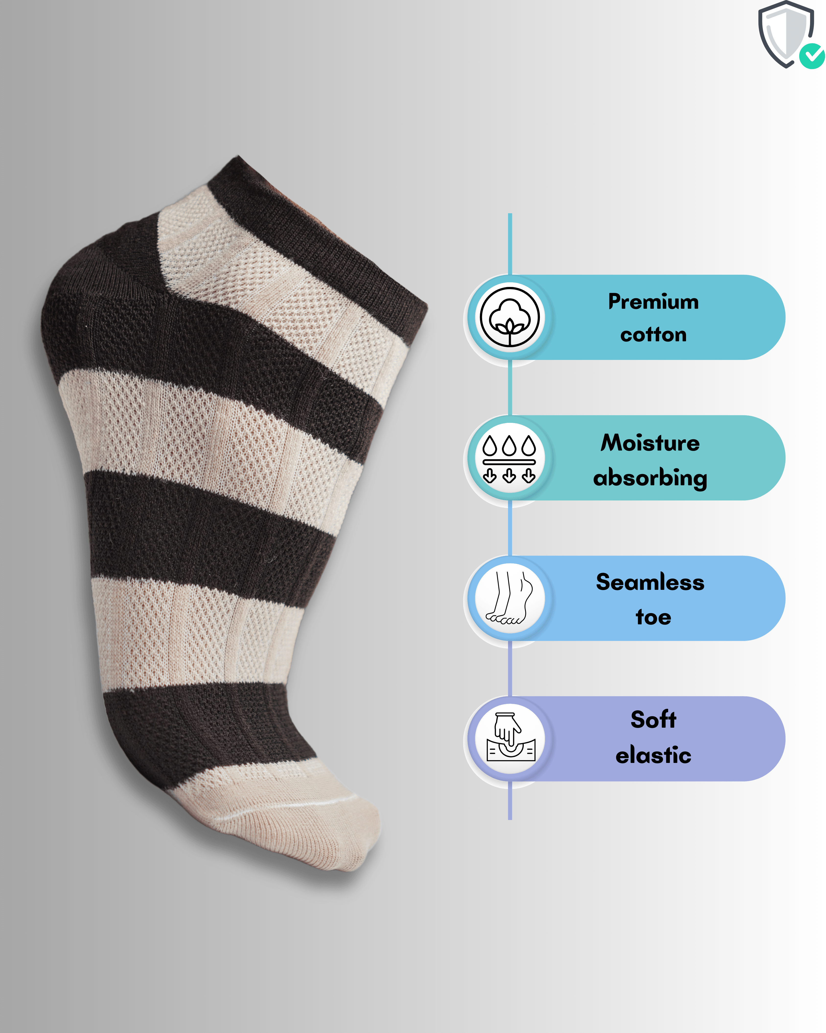 Stripped Cotton Ankle Socks - Mikado