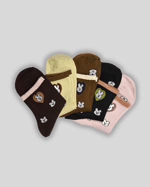 Bunny Ripped Cotton Crew Socks - Mikado