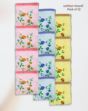 100% Cotton towel Flower Printed Mikado