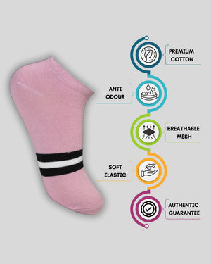 Zebra Striped Cotton Ankle Socks For Women Mikado