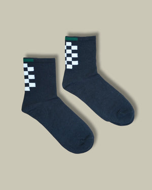 Grid Glam 100% Cotton Crew Socks Mikado