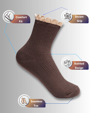 Frill Toes Cotton Crew Socks - Mikado