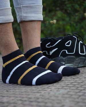 Triple Stripped Cotton Ankle Socks For Men (Pack of 3) Mikado