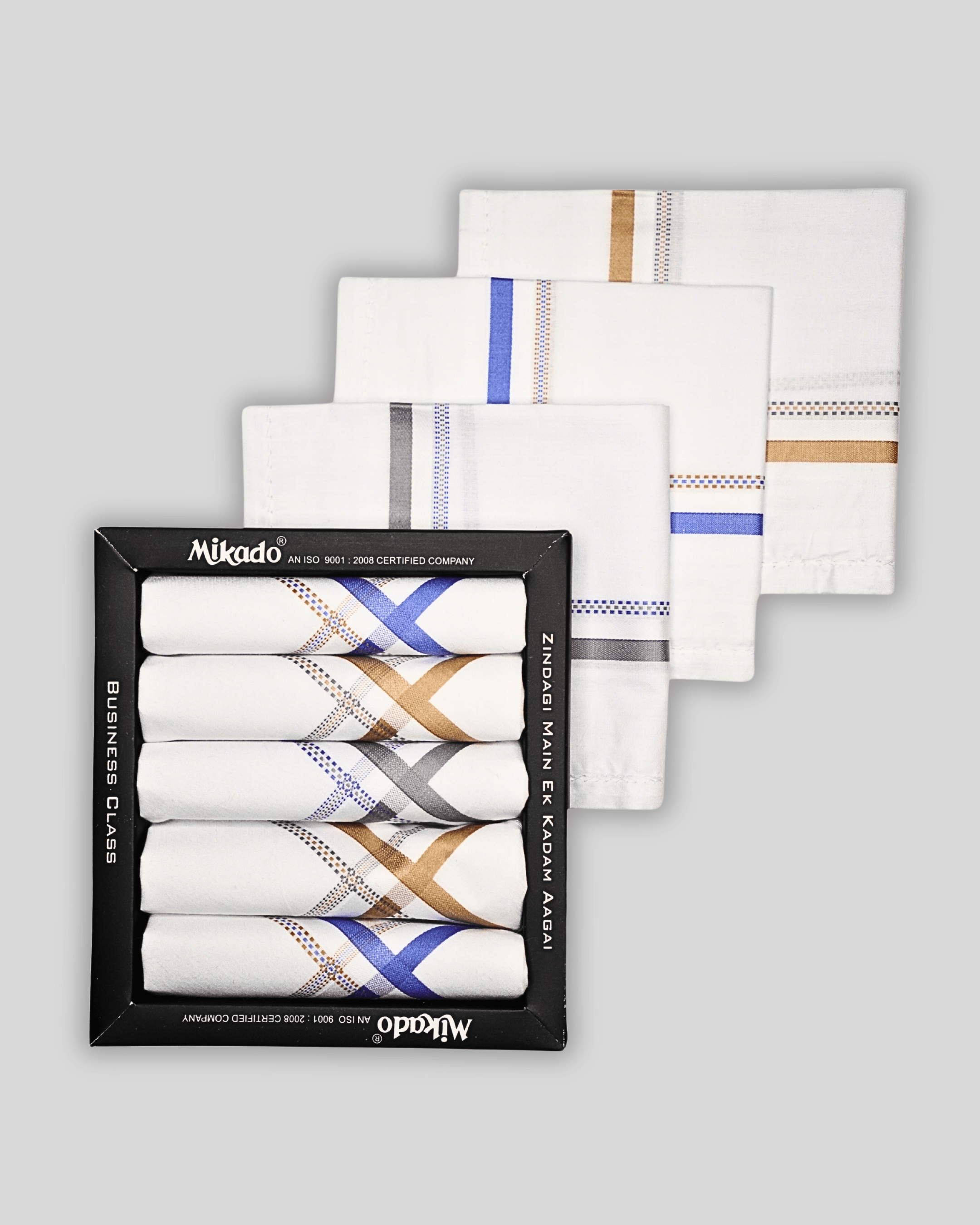 Bold Border Premium 100% Cotton Hanky - Mikado