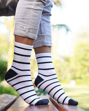 Classic Striped Cotton Crew Socks Mikado