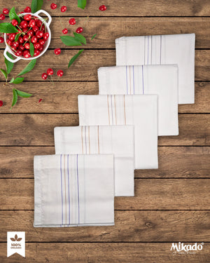 Classic white border 100% cotton hanky for men Mikado