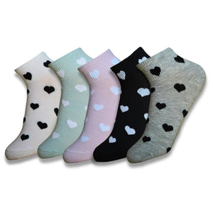 Hearts Cotton Ankle Socks Mikado