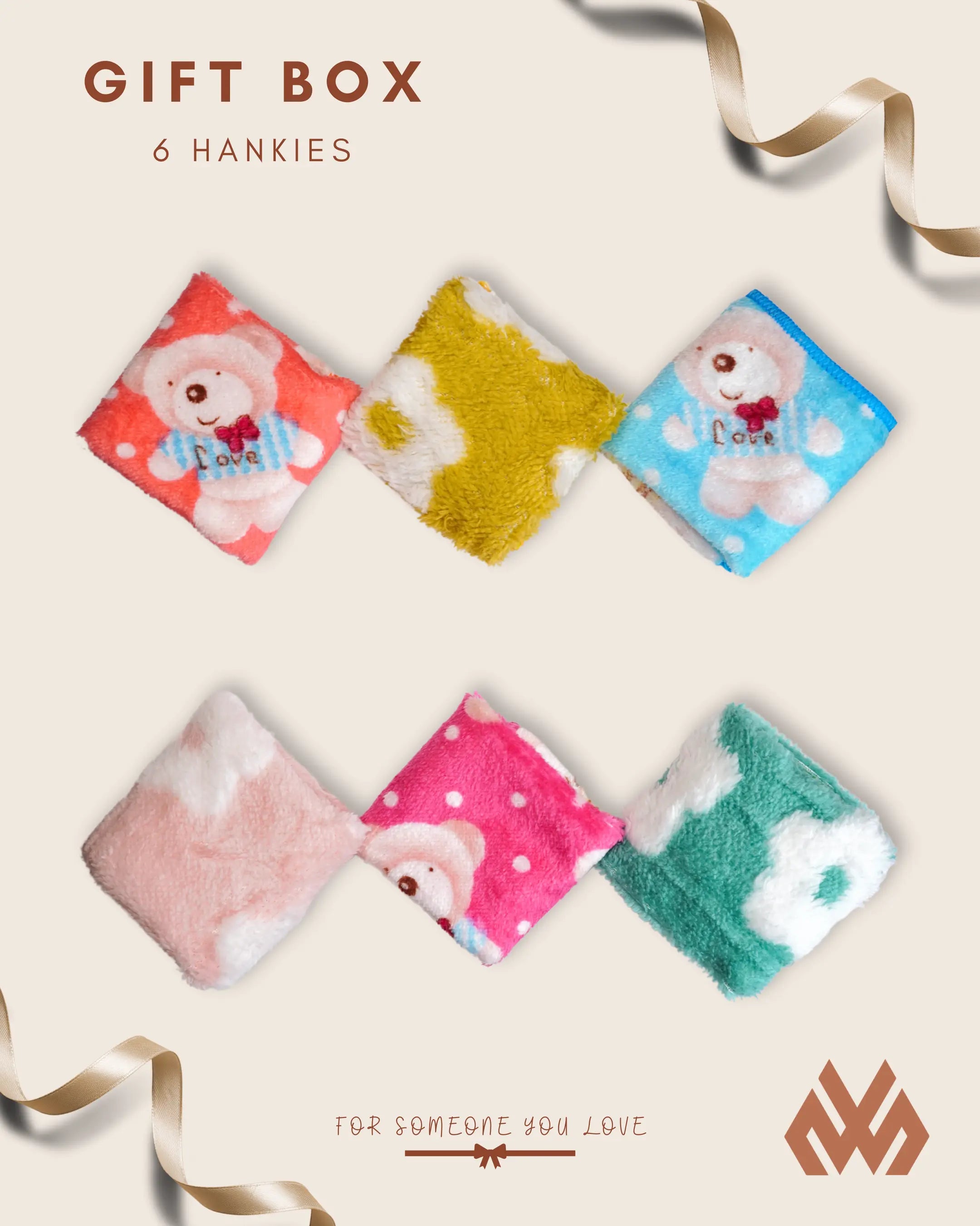 Teddy Flower Premium Hanky For Women & Kids Mikado