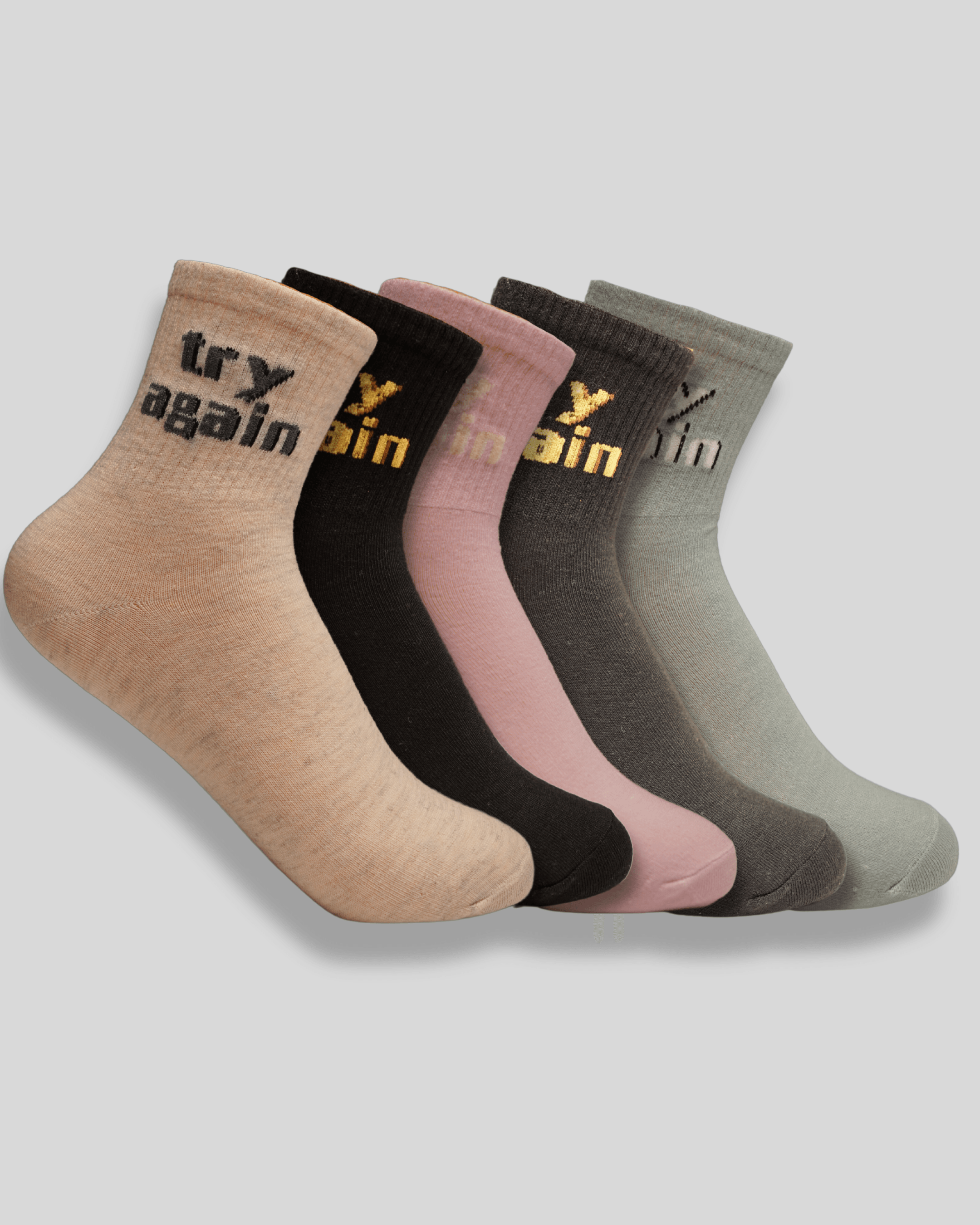 Try Again Cotton Crew Socks - Mikado