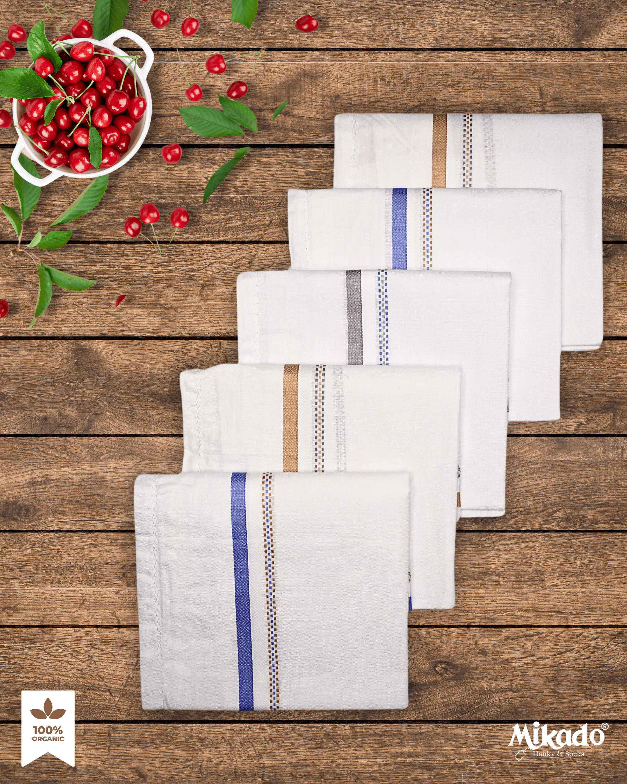 Bold Border Premium 100% Cotton Hanky - Mikado