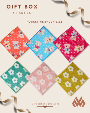 Teddy Flower Premium Hanky For Women & Kids Mikado