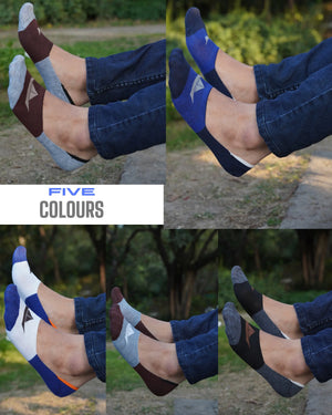 Ship Summer Cotton No Show Socks For Men - Pack of 5 Mikado