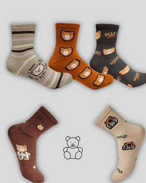 Teddy Bear Cotton Crew Socks - Mikado