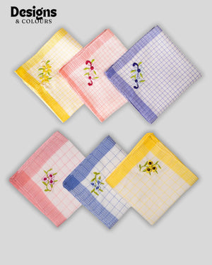 Flora-Premium Embroidery 100% Cotton Hanky (size- 30X30 cm) Mikado