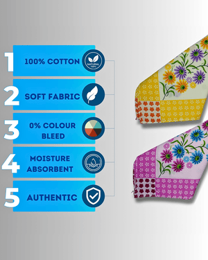 Flower Edged 100% Cotton Hanky For Women - Mikado