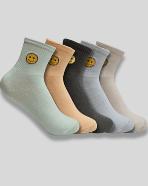 Smiley Cotton Crew Socks - Mikado
