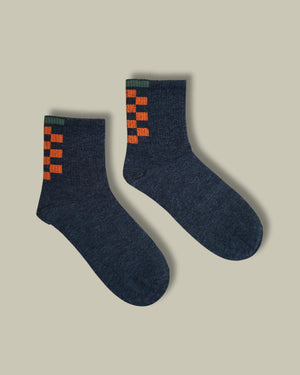 Grid Glam 100% Cotton Crew Socks Mikado