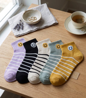 Smile Cotton Ankle Socks For Women Mikado