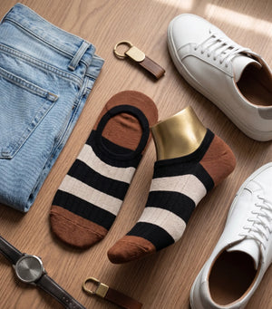 Bold Striped No-Show Socks Mikado