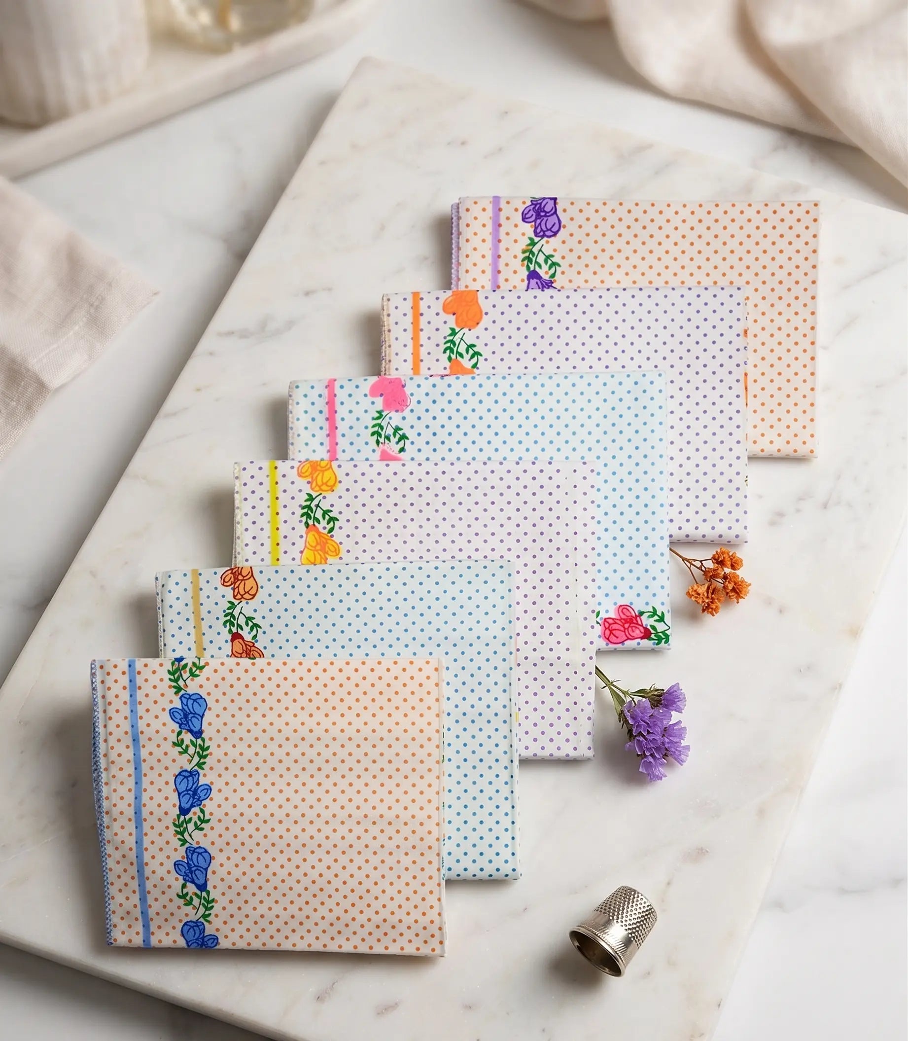 Polka Bloom 2 premium cotton handkerchief Mikado