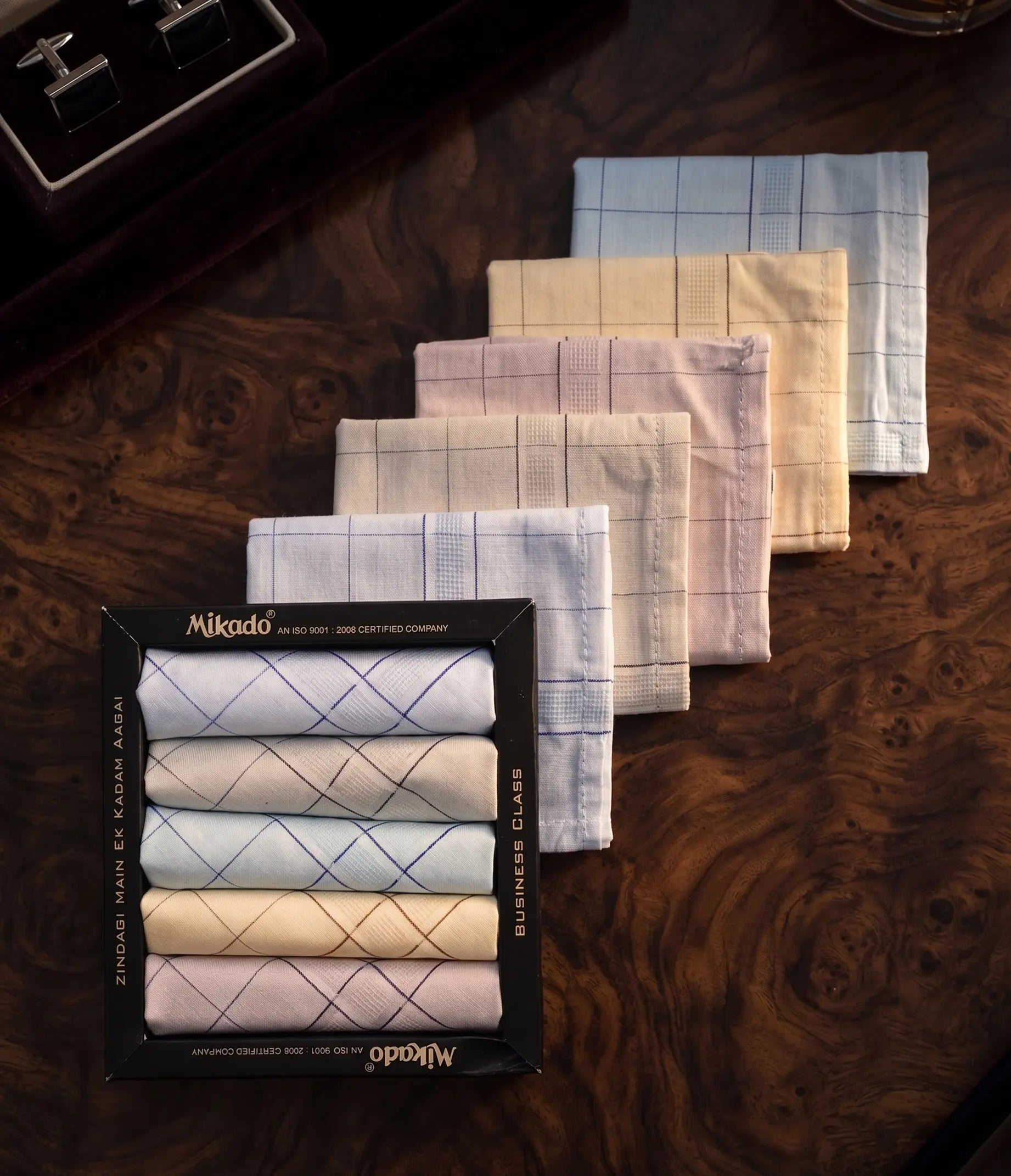 Checkered light 100% cotton handkerchief for men Mikado
