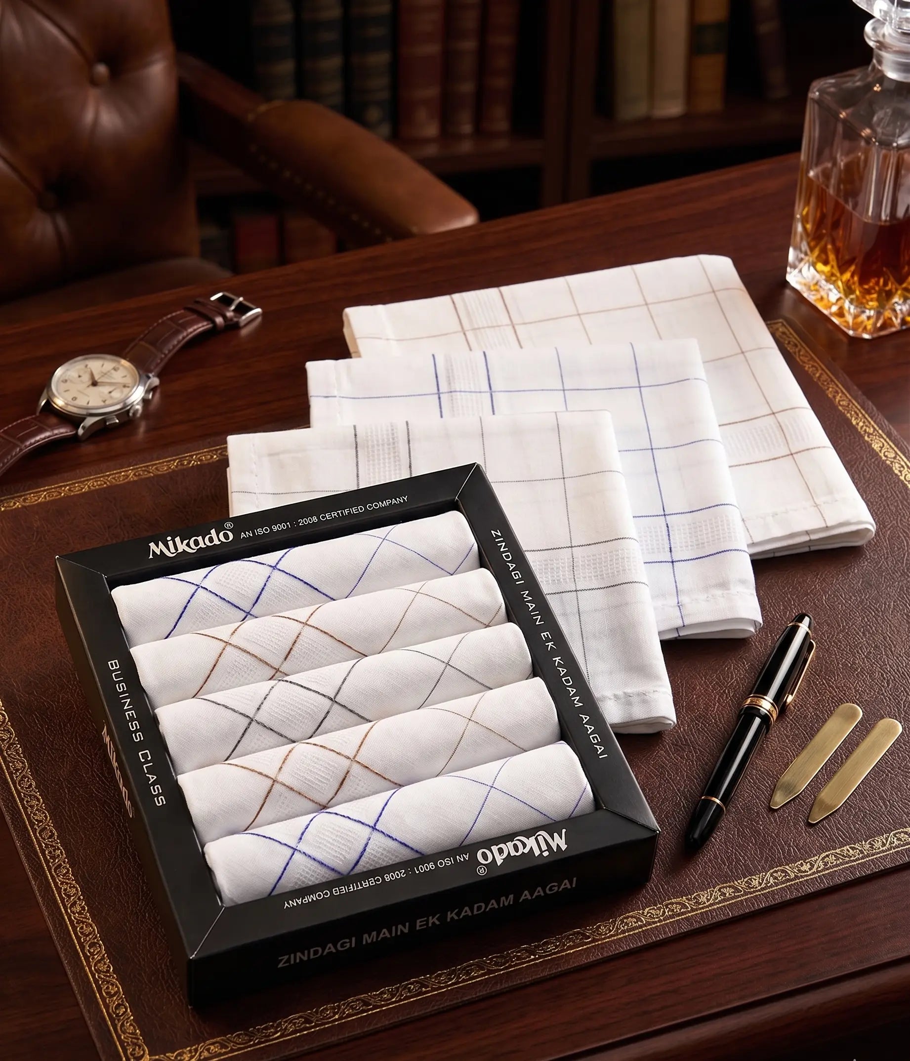 Checkered white 100% Cotton Hanky Mikado
