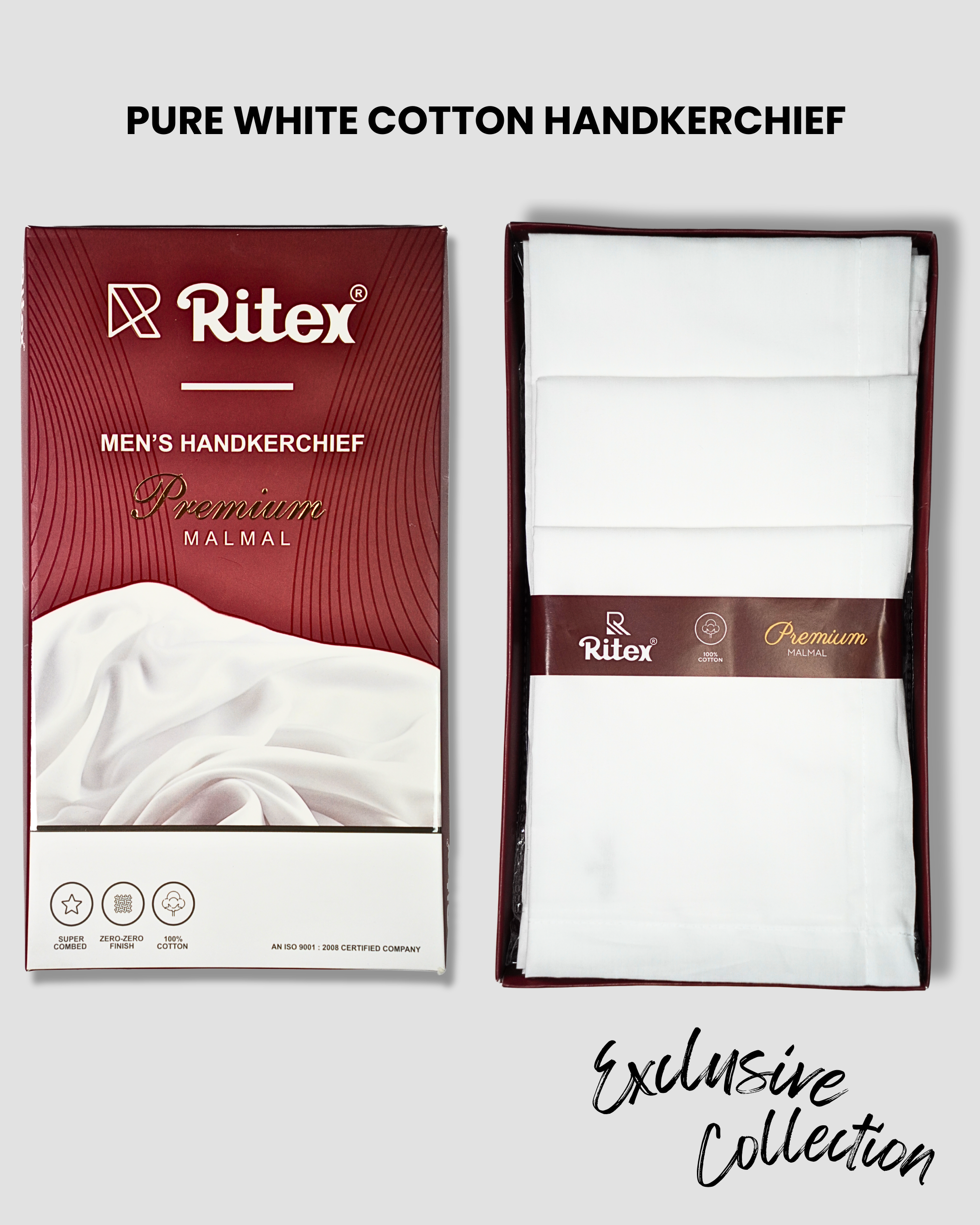 100% Soft Cotton Handkerchief (MALMAL feel) 10pc BOX