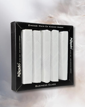 White to white Premium 100% Mercerised cotton Men’s Hanky Mikado