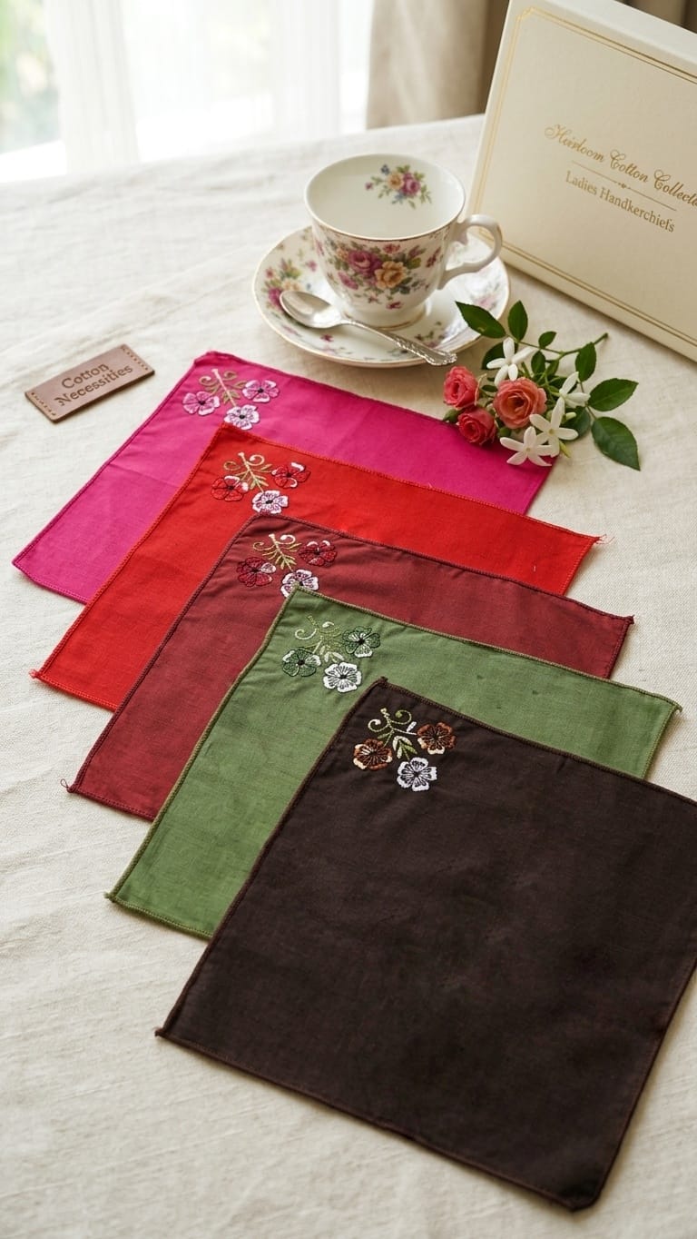 Midnight Flora-Premium Cotton Embroidered Hanky