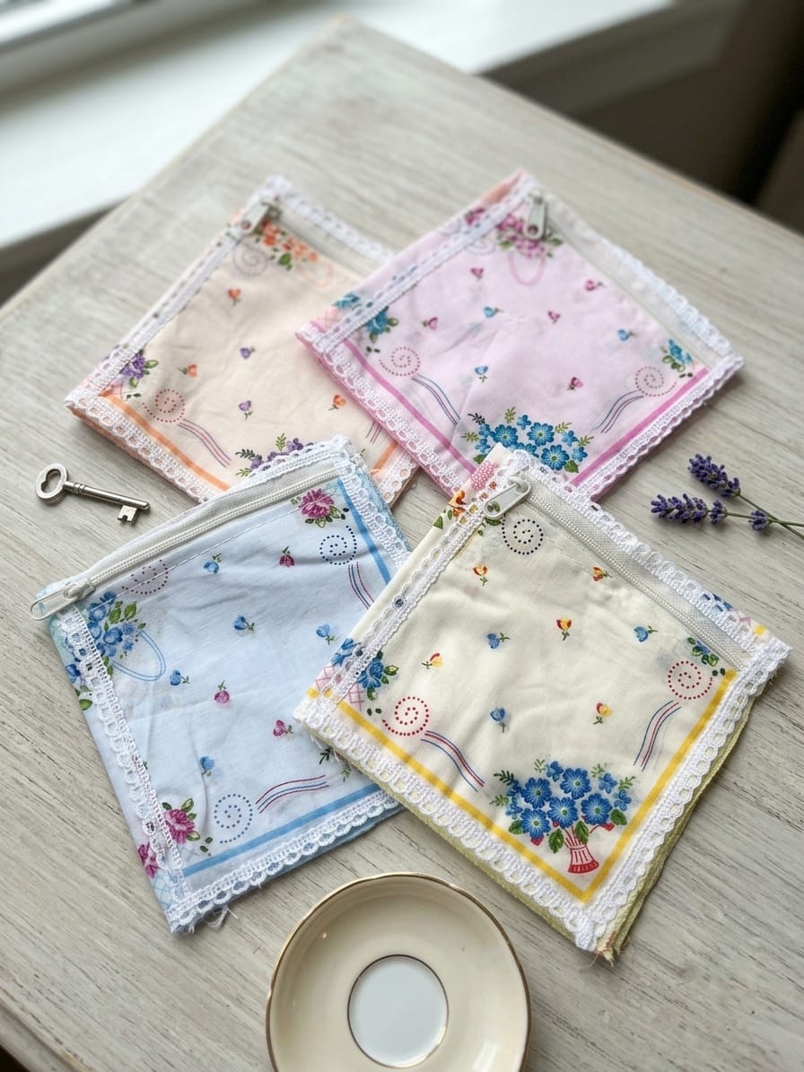 Premium 100% Cotton Women's Handkerchief with Secure Zipper Pocket
