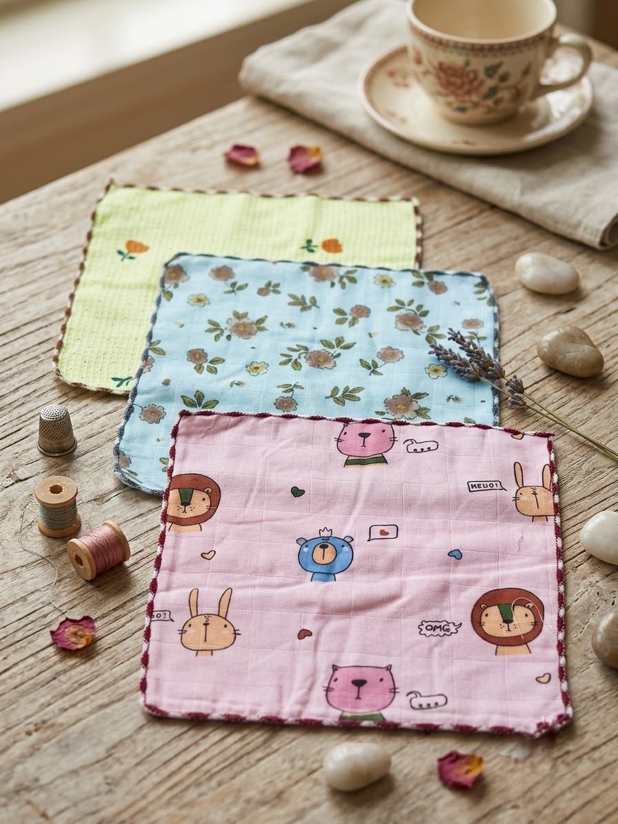 Cartoon printed cotton towel hanky - 100% cotton