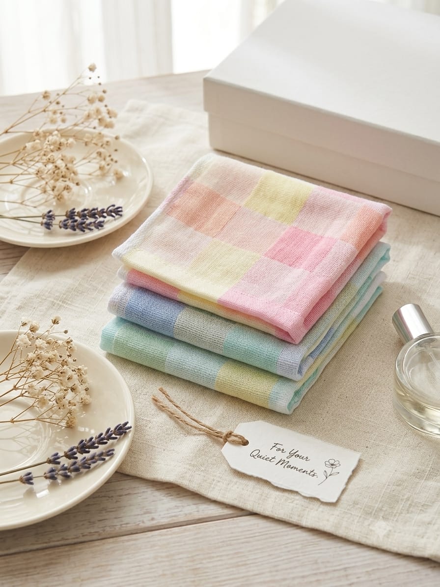 Mikado Gradient Cotton Handkerchiefs for Women – Soft, Absorbent & Stylish Pastel Check Hankies