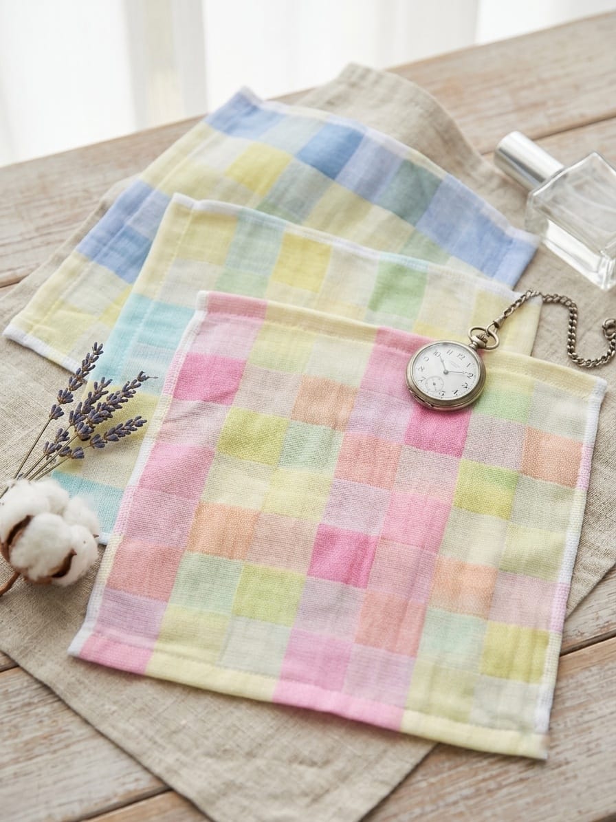 Mikado Gradient Cotton Handkerchiefs for Women – Soft, Absorbent & Stylish Pastel Check Hankies