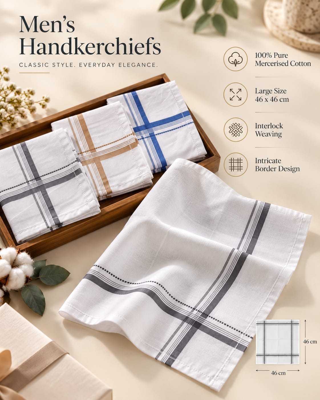Bold Border premium cotton handkerchief