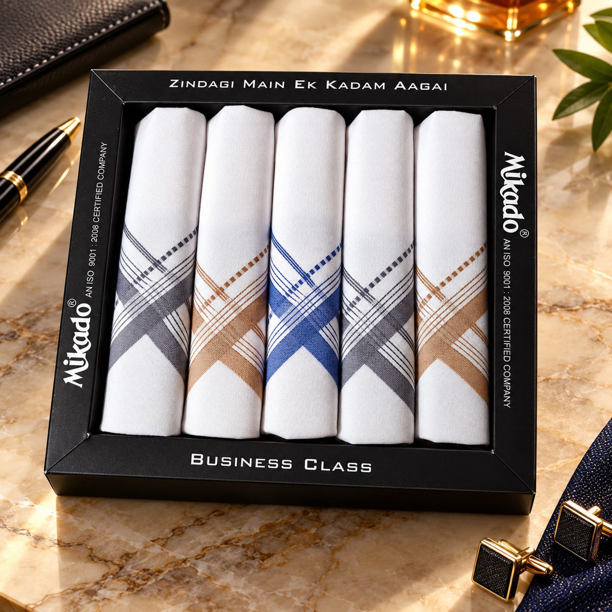 Bold Border premium cotton handkerchief