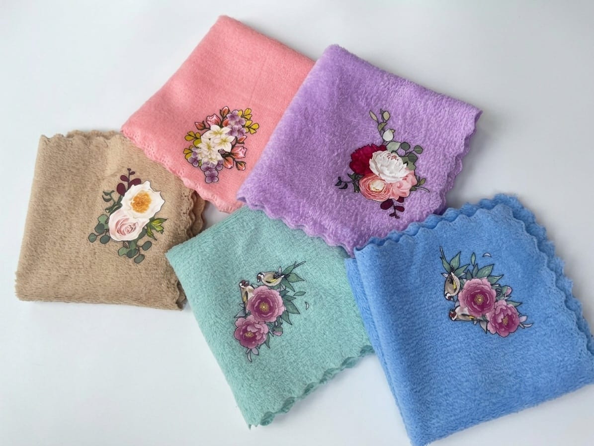 Sparrow and flower Premium Soft Cotton Hanky