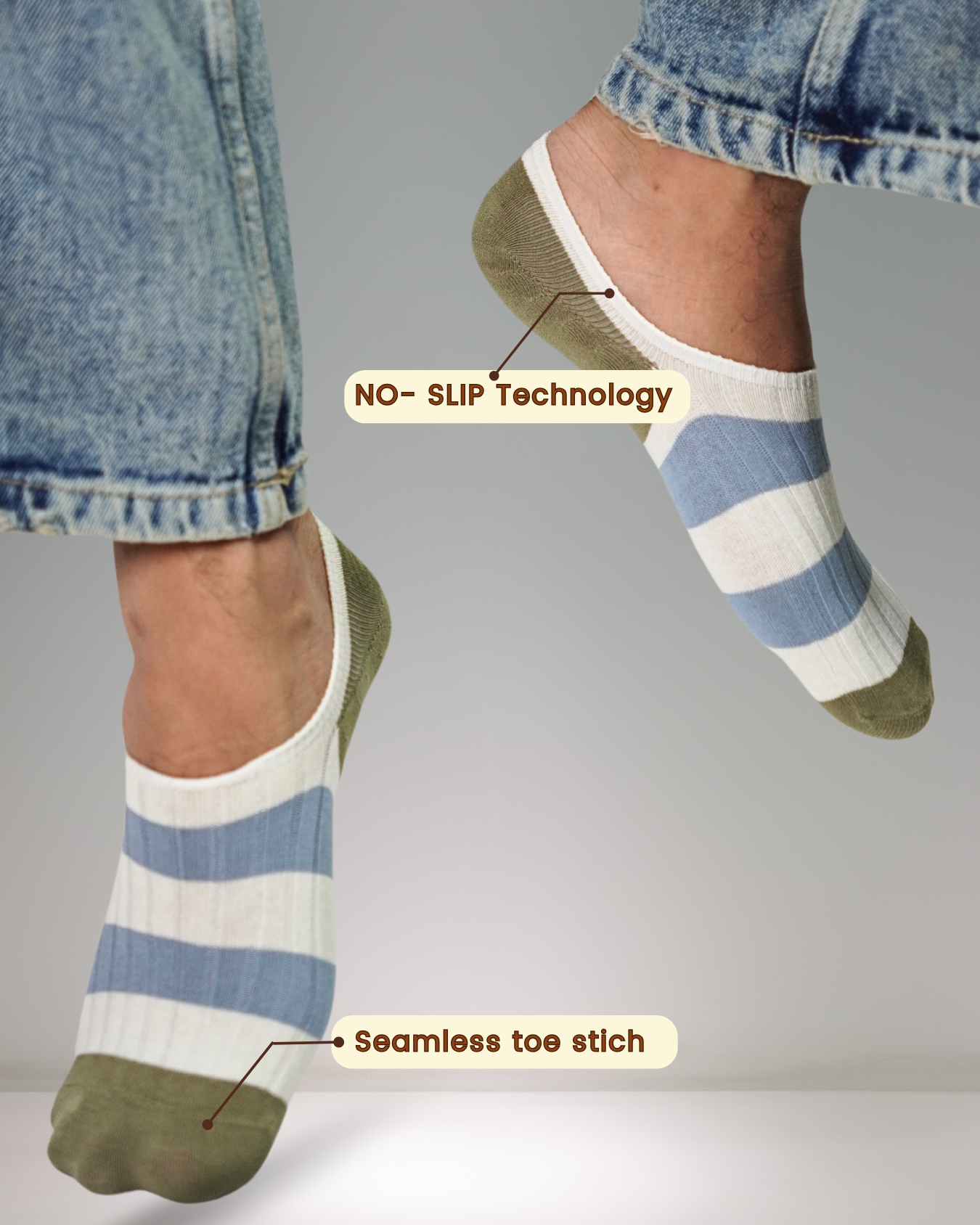 Bold Striped No-Show Socks