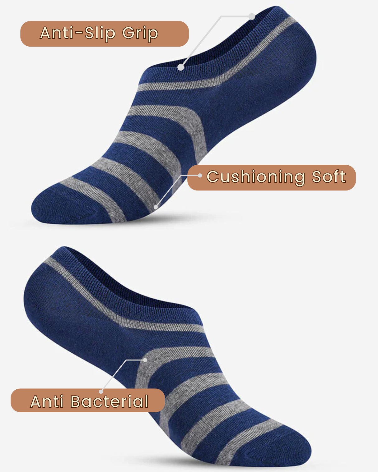 Blue striped No-Show Socks