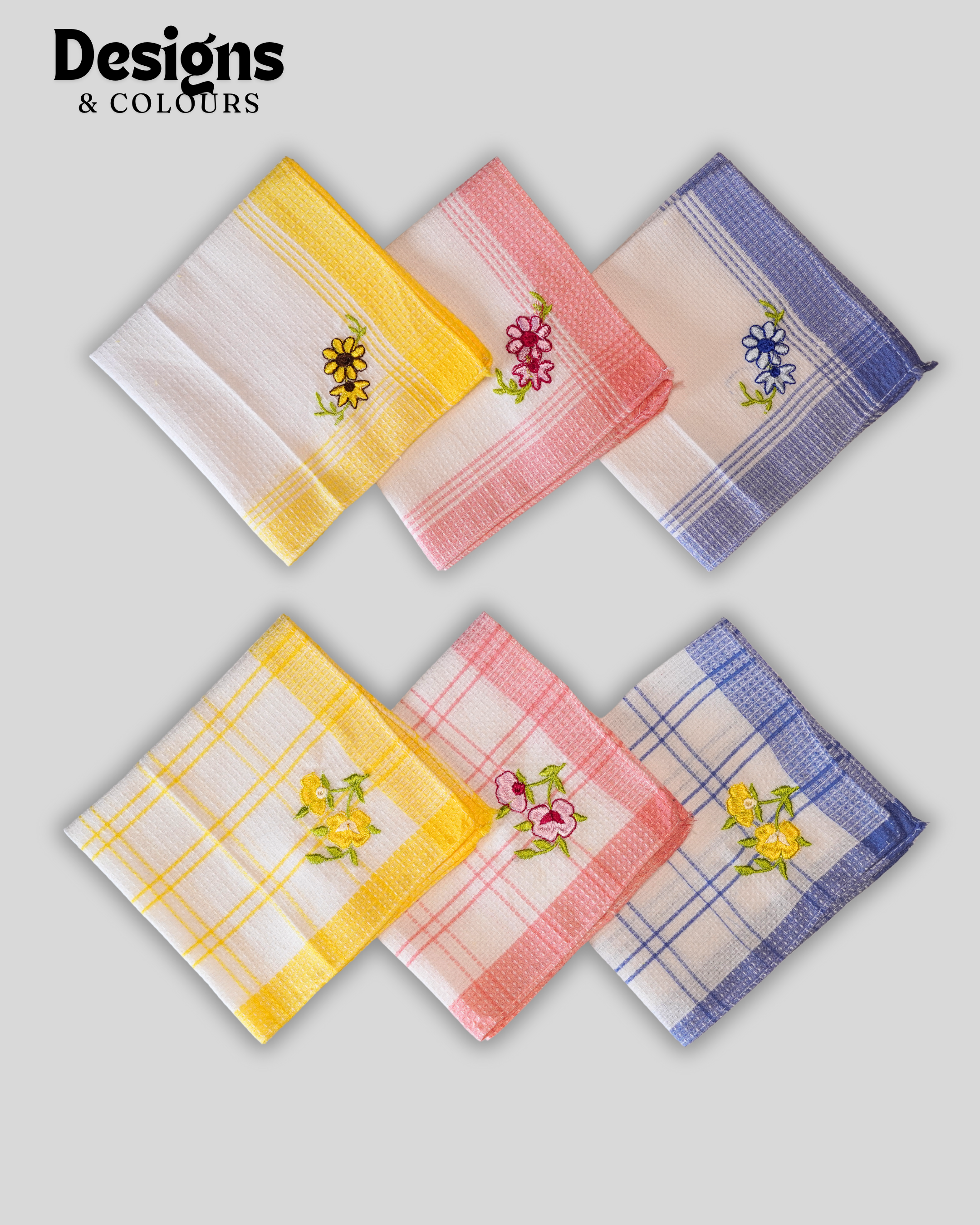 Flora-Premium Embroidery 100% Cotton Hanky (size- 30X30 cm)