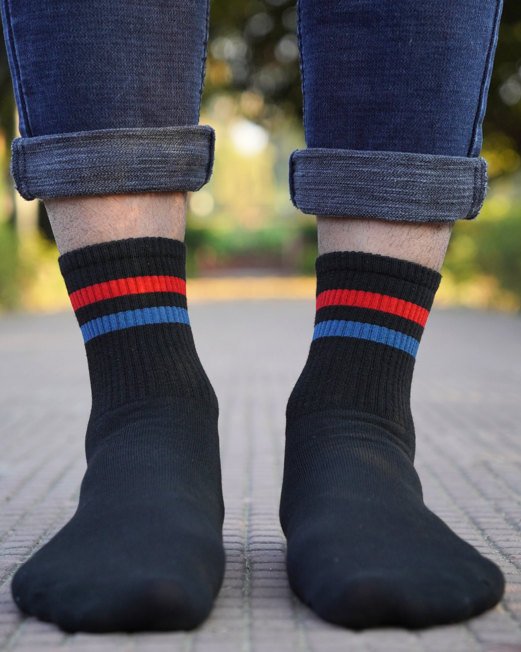 Bling Stripes Cotton Crew Socks