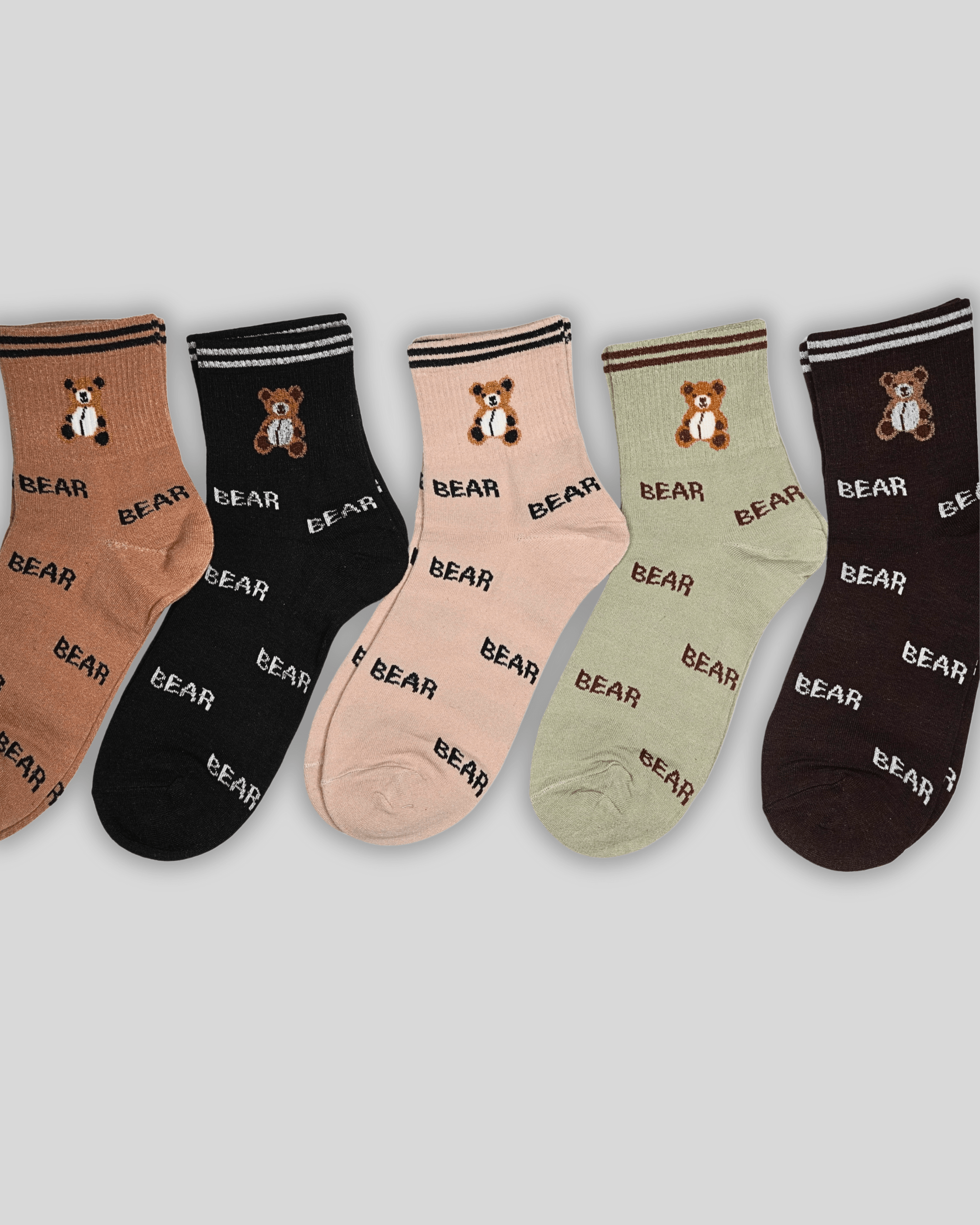 Bear Ribbed Cotton Crew Socks - Mikado