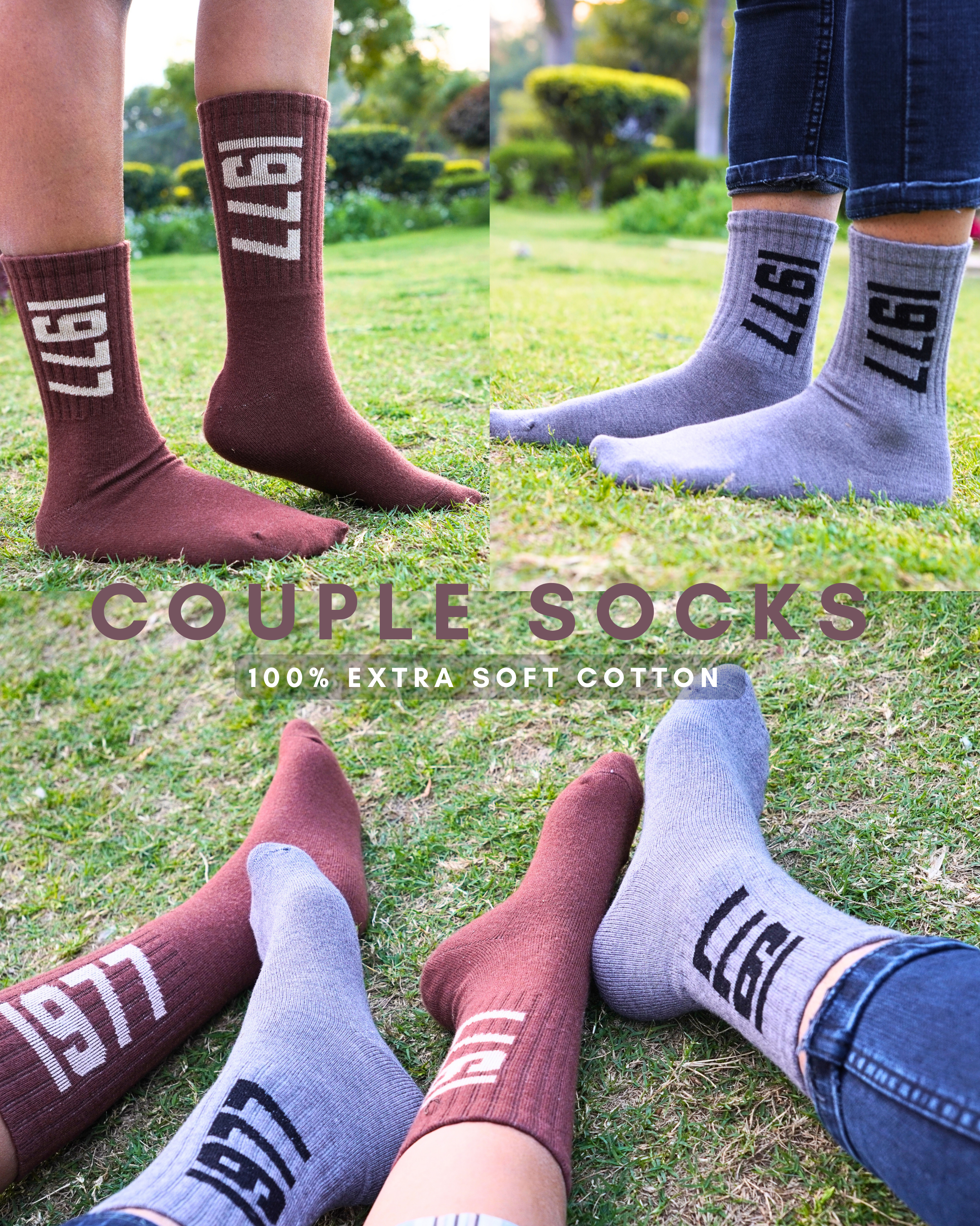 Couple Socks - Crew Length Extra Soft Cotton