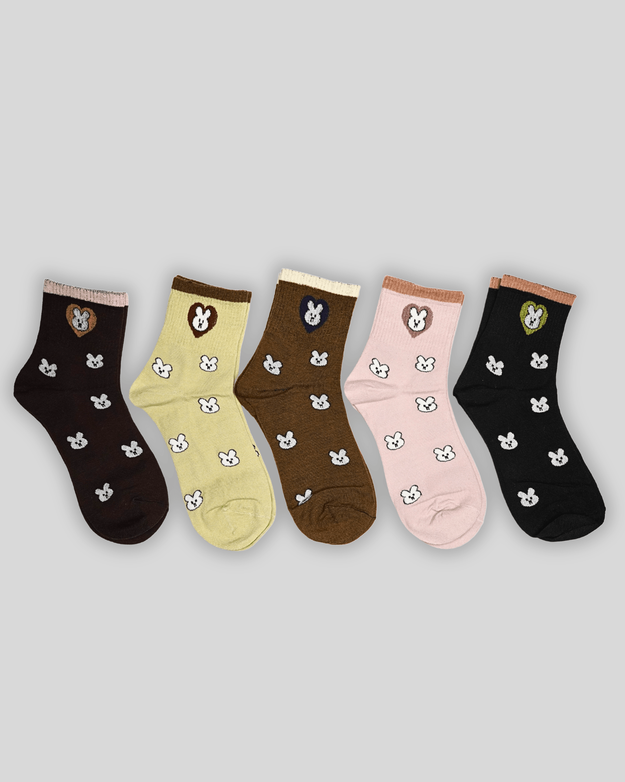 Bunny Ripped Cotton Crew Socks - Mikado